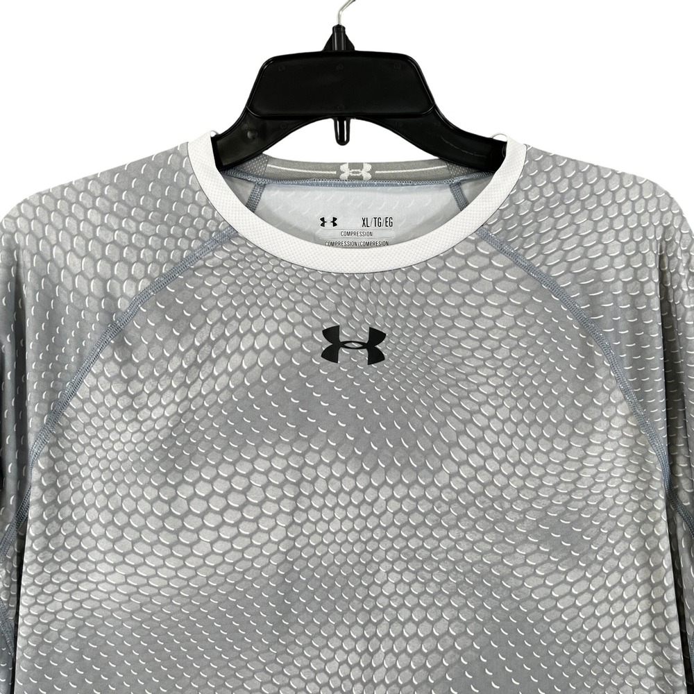 Under Armour HeatGear Compression Shirt Mens XL Gray Scale Long Sleeve
